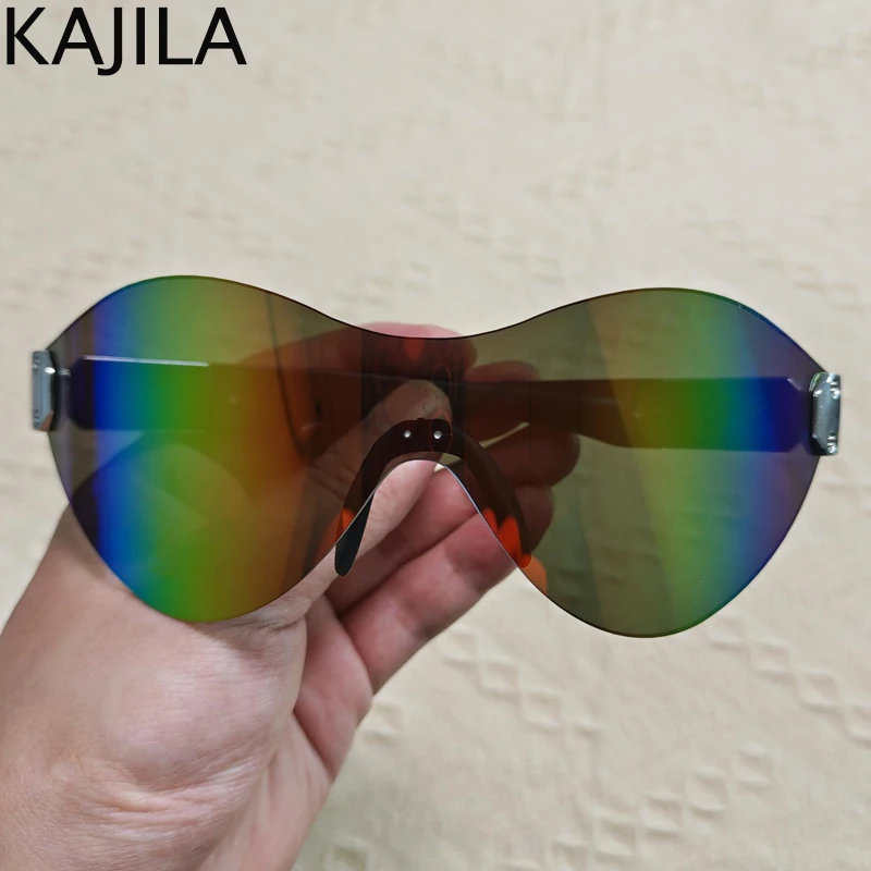 Солнцезащитные очки без оправы Y2K мужские и женские цельные Роскошные брендовые