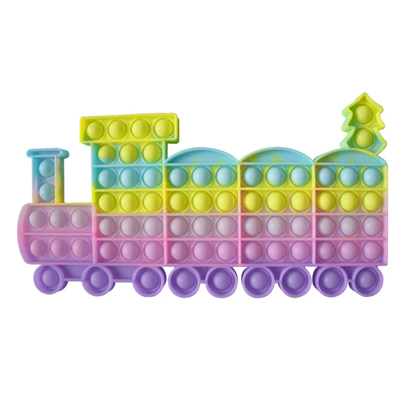 

Игрушка с пузырьками для больших детей, развивающая игрушка, Рождественский поезд, силиконовая нажимная игра, антистресс