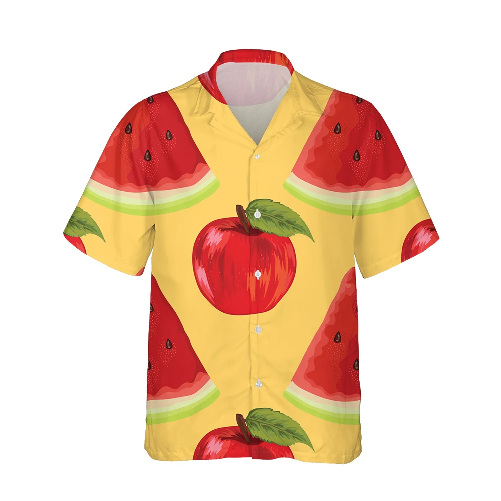 

Jumeast 3D Cartoon Apple Shirts For Men Funny Fruit Beachwear Short Sleeve Hawaiian Mens Shirt Loose Streetwear Blouses Clothes