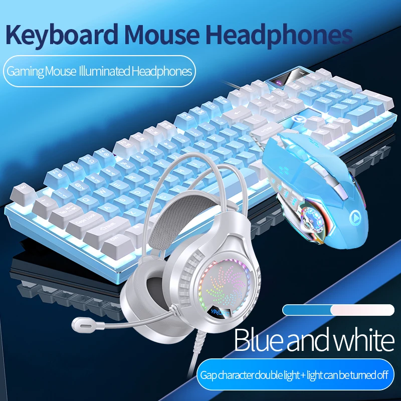 Gaming Keyboard Mouse Headphone Set Wired Backlight Game 104 Keys Keyboards 3600DPI Mice USD 3.5mm Headset Combos for PC Gamer images - 6