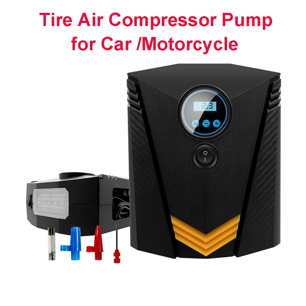Pump For Motorcycle Bike 120w 150 Digital Tire Inflator Led Light Dc 12v Portable Tool Air-tire-pump