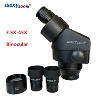 black 3 5x 45x binocular microscope head 0 5x auxiliary barlow len 10x eyepiece zoom stereo microscopio wd100mm objective glass