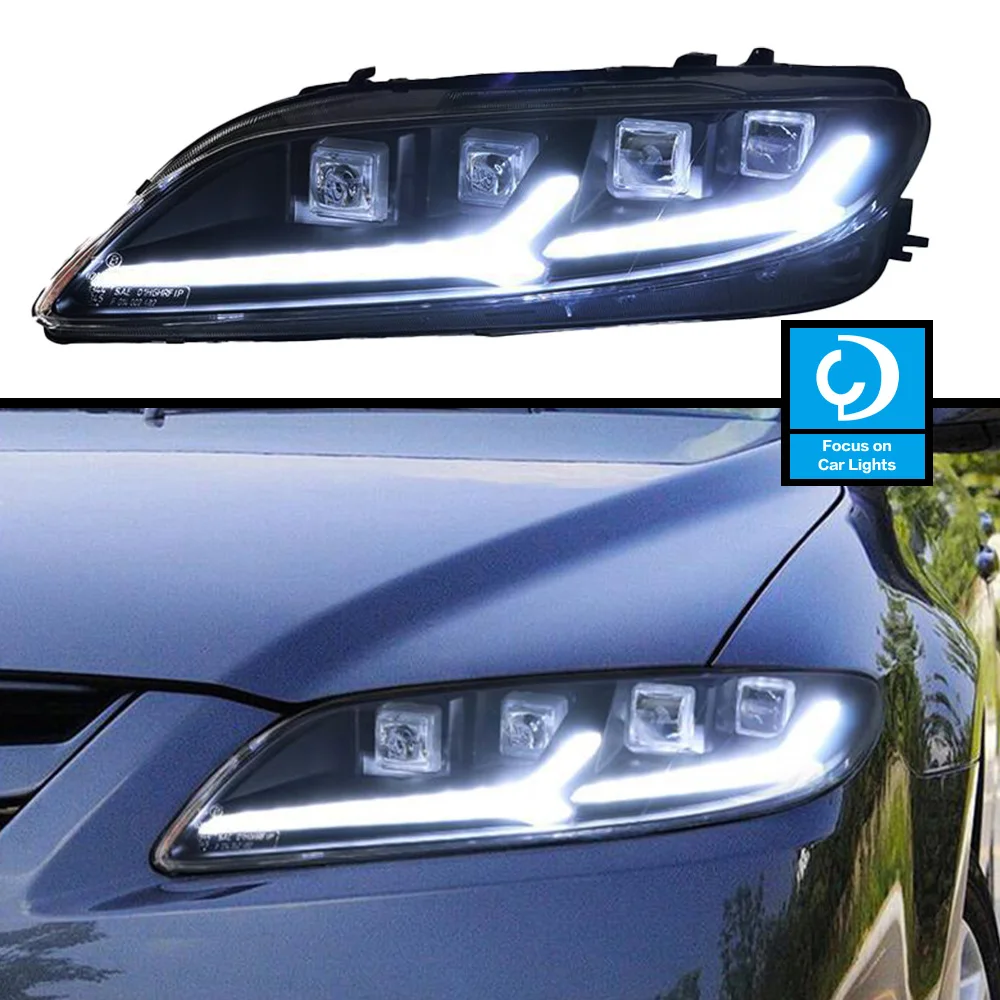 

Car Front Headlights For Mazda 6 Mazda6 2003 2004-2015 Modified LED HeadLamp Styling Dynamic Turn Signal Lens Automotive 2pcs