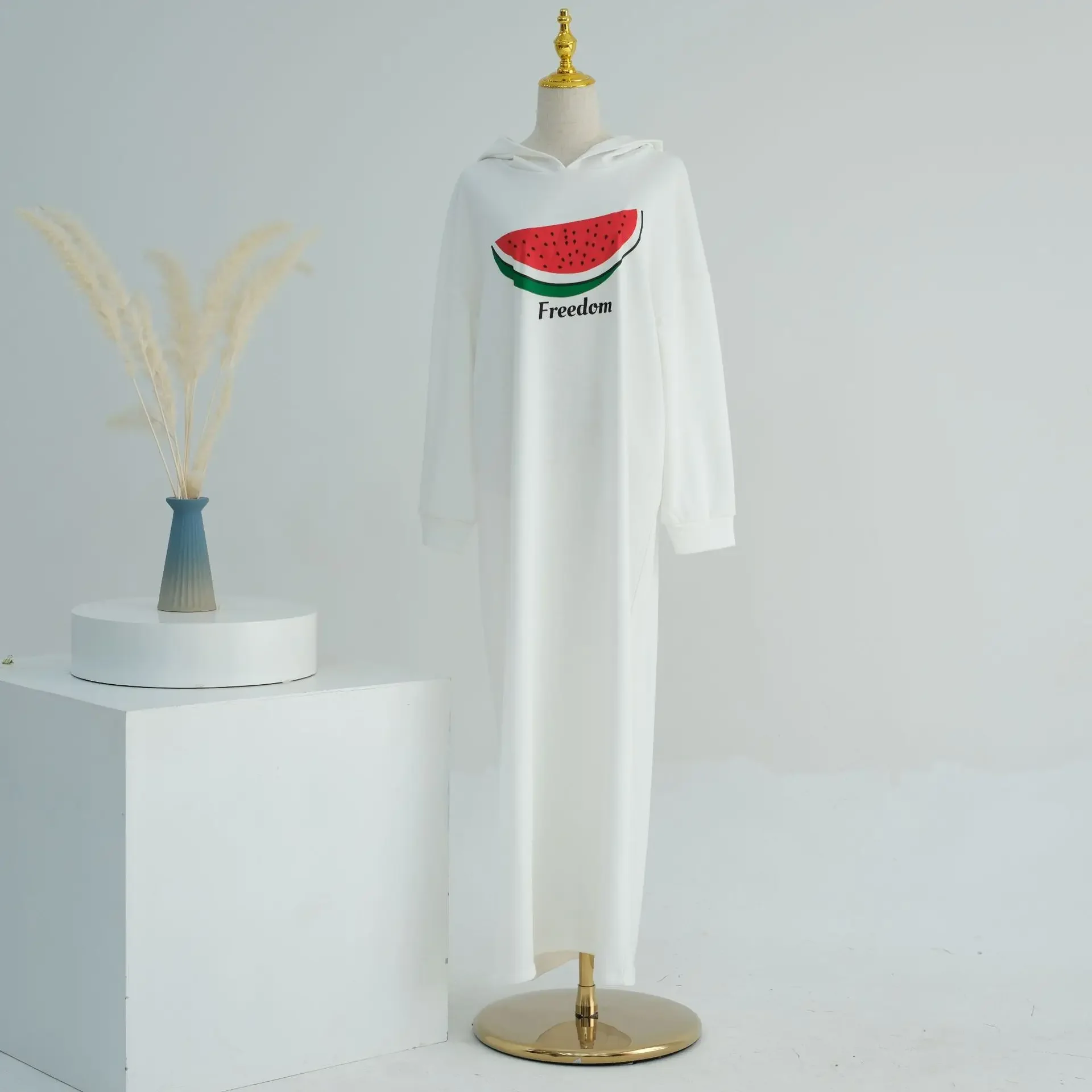 Толстовка из хлопка Абая с капюшоном Дубай Свободное повседневное мусульманское