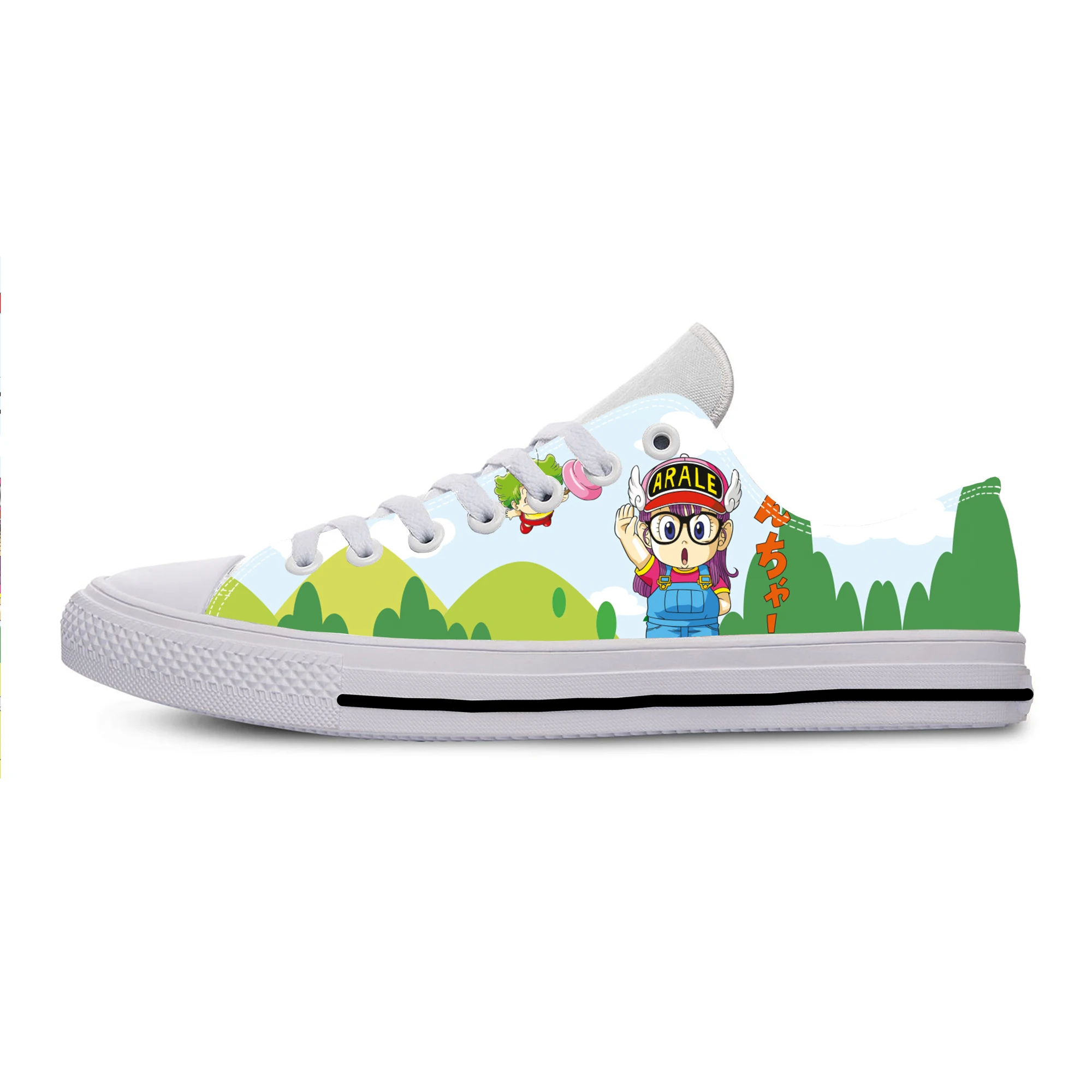 

Японские Аниме Манга Мультфильм Arale Dr Slump забавные повседневные тканевые туфли с низким верхом дышащие легкие кроссовки с 3D принтом для мужч...