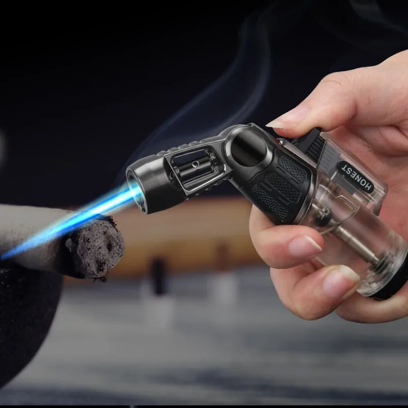 

Honest Cigar Gas Jet Lighter Torch Windproof Flame Elbow Butane 3 Fire Unusual Gift For Men Turbo Spray Gun Creative Smoking