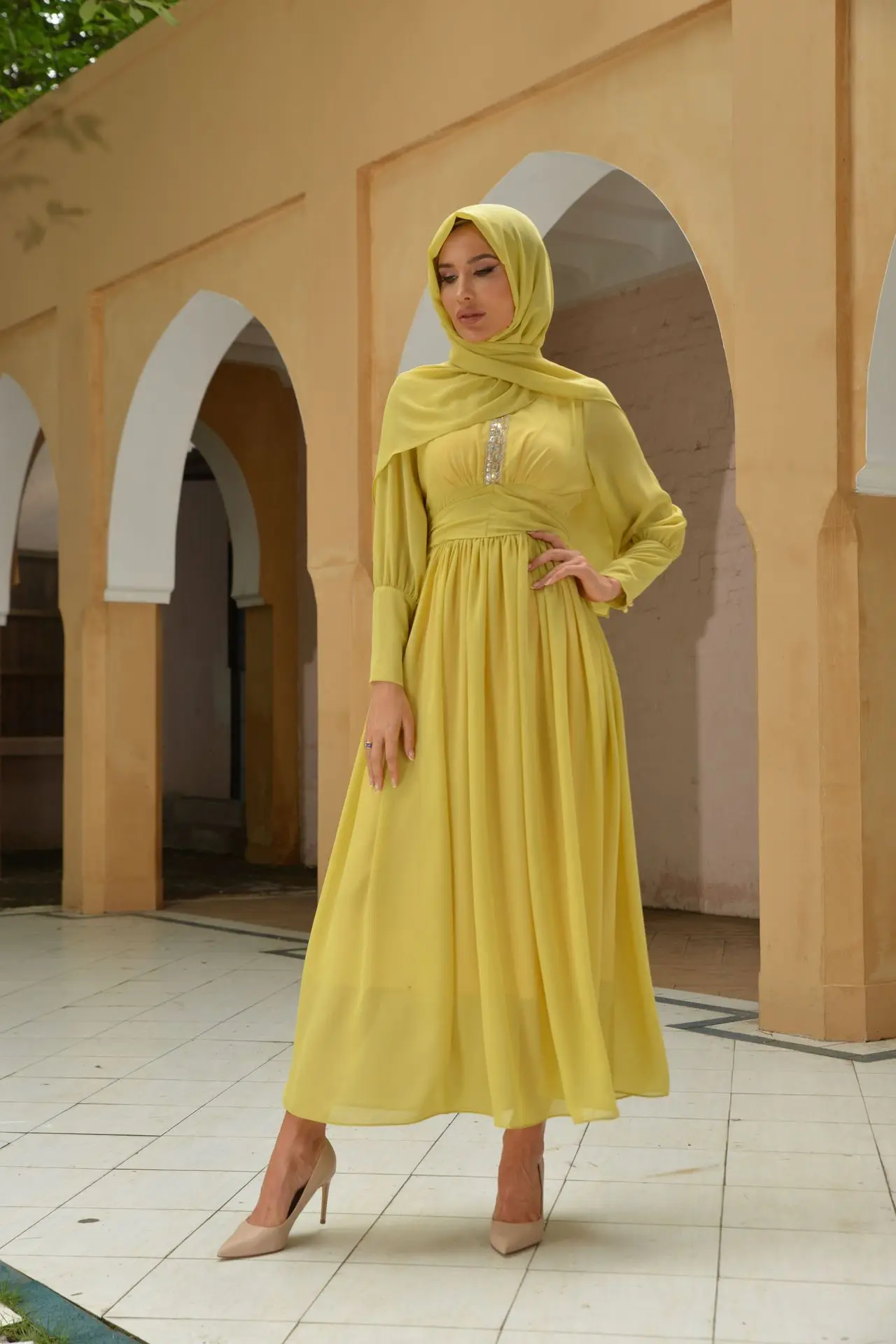 New High-quality Chiffon Middle East Mslalb Fashion Muslim Hijab Dress Robes Islamic Clothing for Women Vestidos Largos Kaftan
