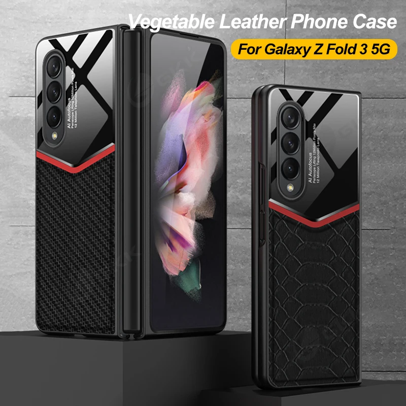 

GKK Leather Package Case For Samsung Galaxy Z Fold 3 5G Anti-knock Full Protection Hard Cover For Samsung Z Fold 3 5G Coque