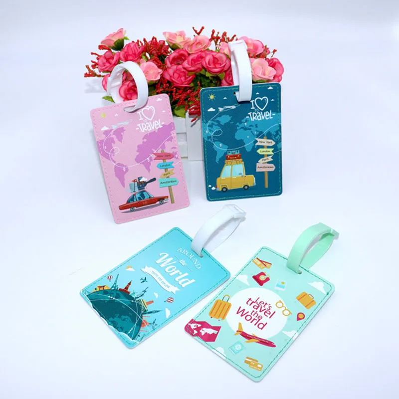 Креативная кожаная бирка для чемодана с картой мира аксессуары путешествий