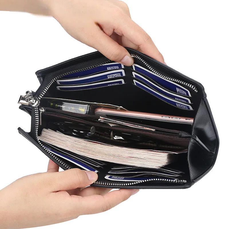 Business Wallet Men Card Holder Long Coin Purse Quality Leather Wallets Bag Credit Card Holder Purses Bag Wallet for Men кошелек