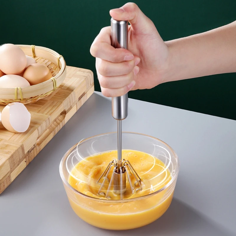 

Hand Pressure Semi-automatic Egg Beater Stainless Steel Self Turning Cream Utensils Whisk Manual Mixer Kitchen Accessories Tools