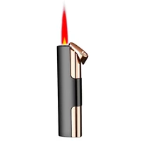 new metal long bar straight jet gas lighter can be filled with gas windproof red flame lighter mens smoking gadget
