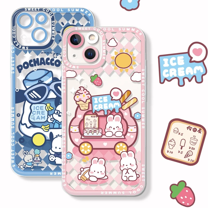 

Lovely Rabbit Phone Case For IPhone 14Pro Max 13Plus 12 11 X INS Style Transparent Creative Cartoon Silicone Shockproof Cover