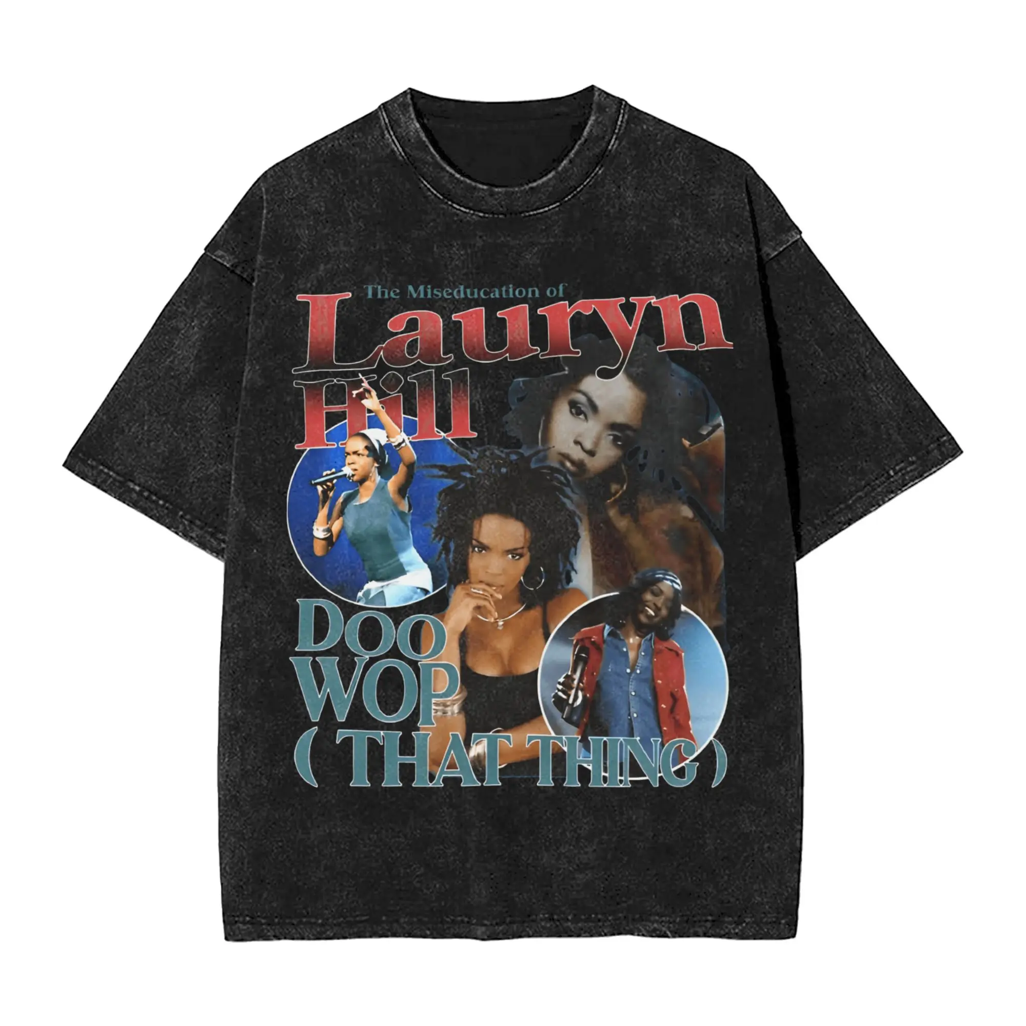 Винтажные футболки Lauryn Hill мужские с круглым вырезом из чистого хлопка стираная