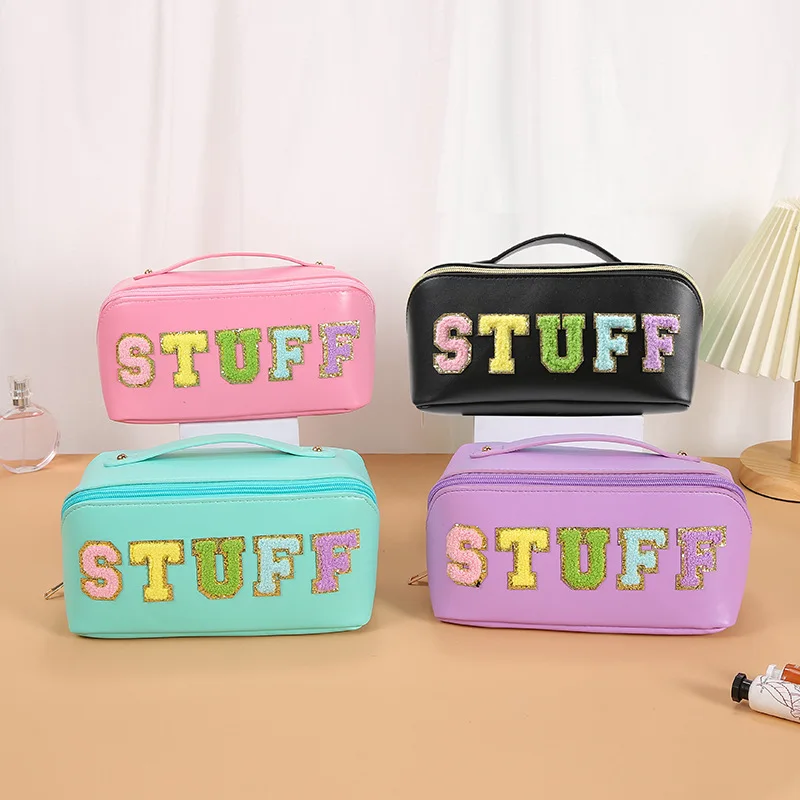 

Large-Capacity Travel Cosmetic Bag Portable PU Makeup Pouch Women Waterproof Bathroom Washbag Multifunctional Toiletry