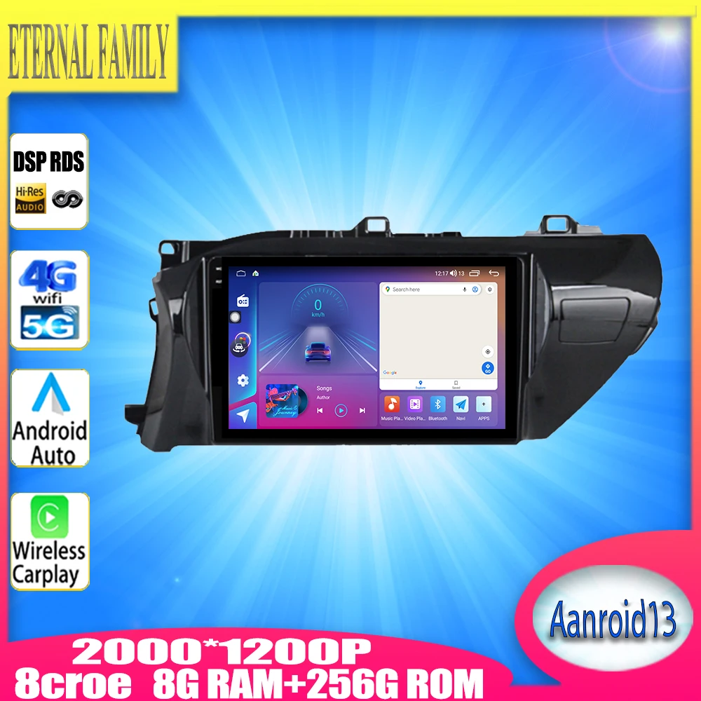 

Android 13 для Toyota HILUX REVO VIGO IMV 2016 - 2017 Автомагнитола стерео Мультимедийный видеоплеер навигация GPS WIFI 4G LET BT5.0