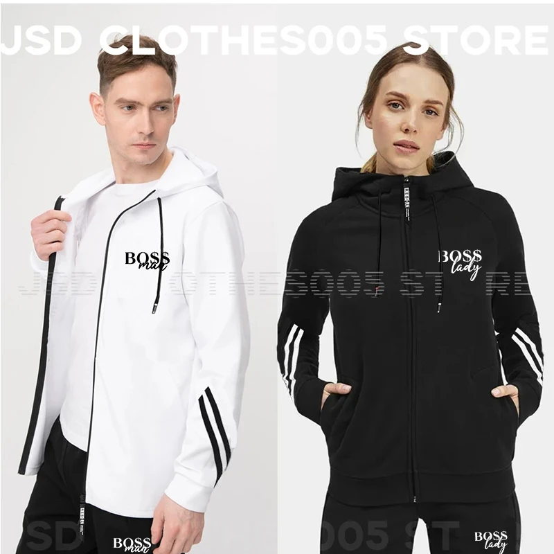 

Куртка на молнии с хлопковой подкладкой и принтом, уличный модный костюм для бега, толстовка из двух предметов на молнии, спортивный костюм, штаны для мужчин