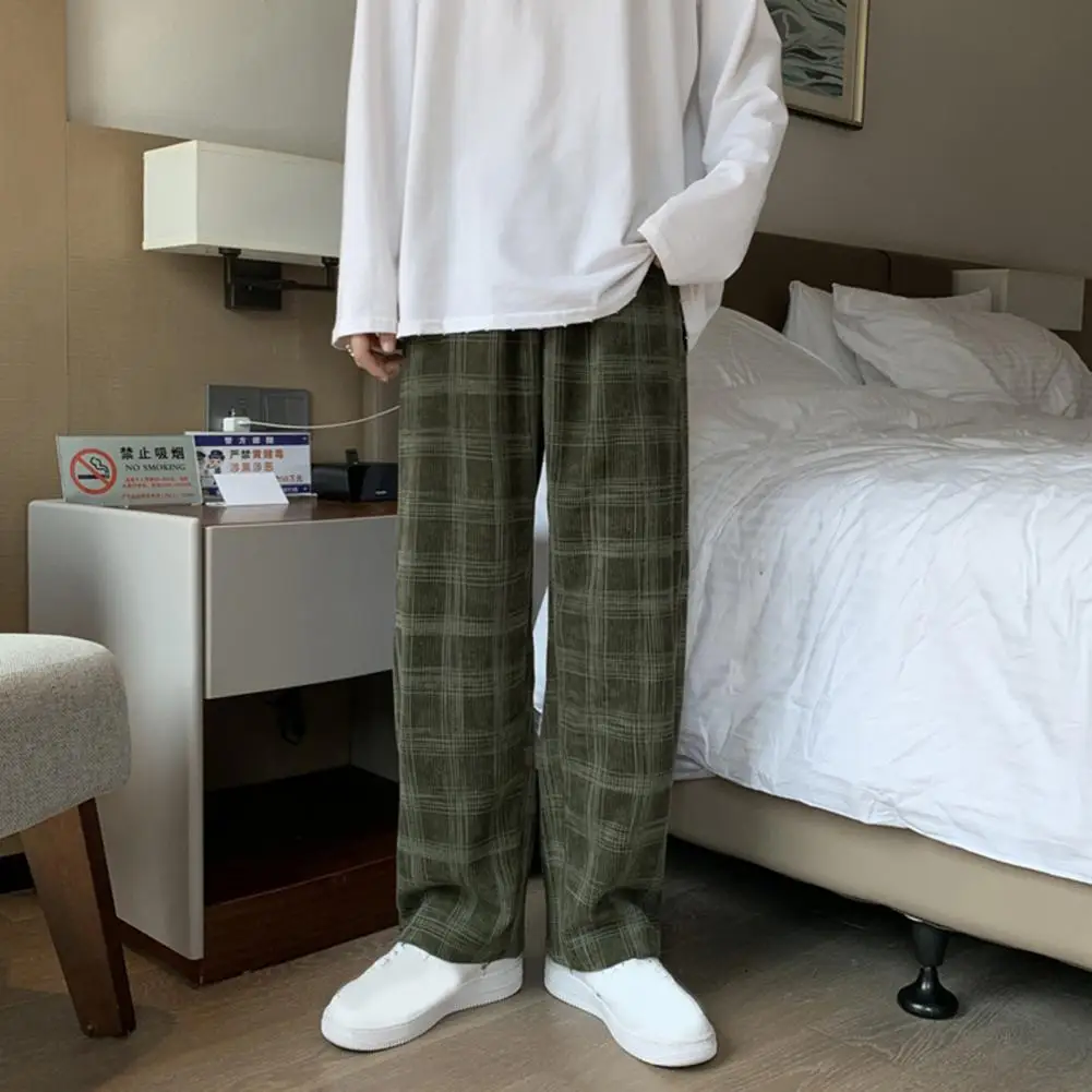 

Cozy Stylish Lace-up Wide Leg Pants Male Long Pants Mid Rise for Daily Wear