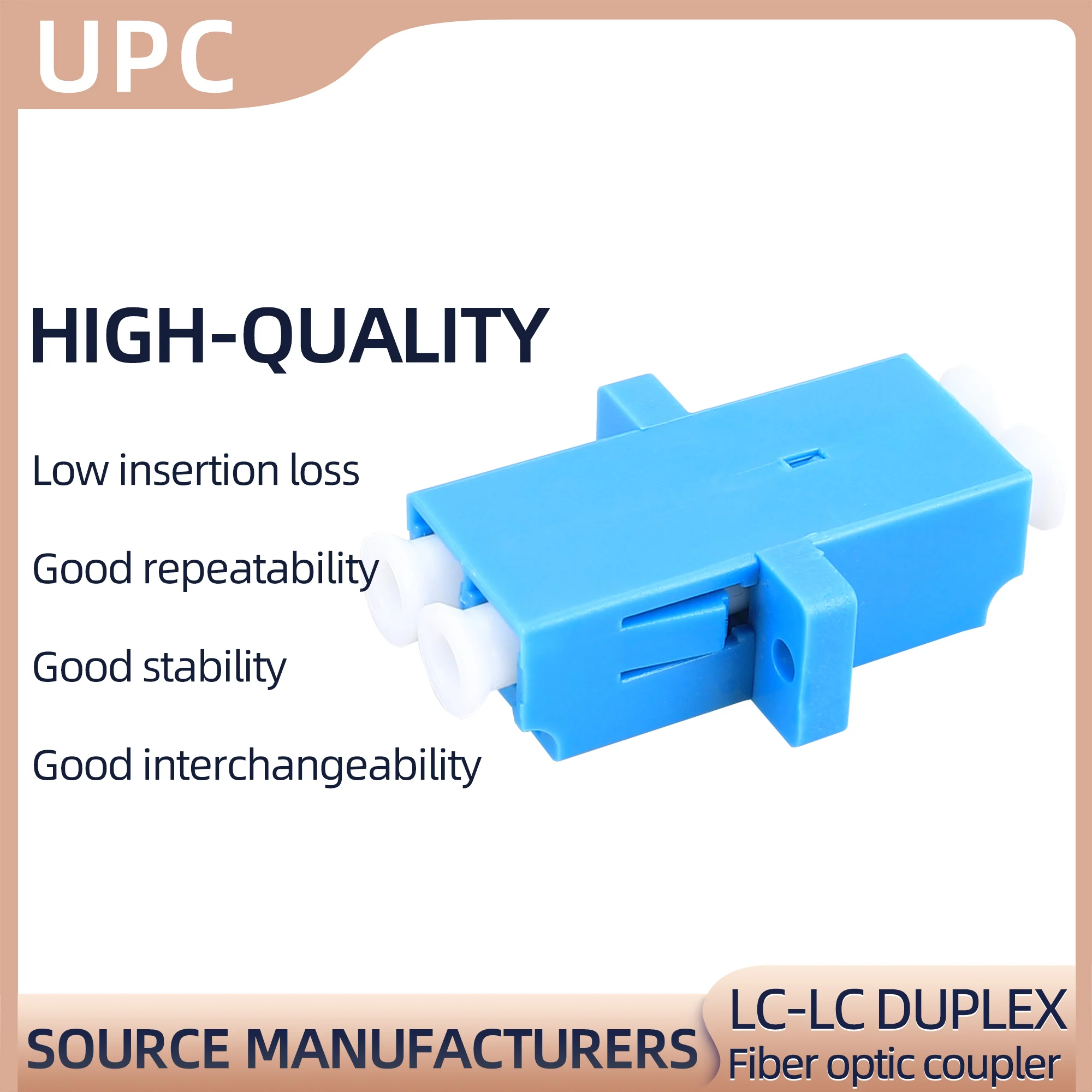10Pcs Fiber Optic Connector LC-UPC SM Duplex Flange Coupler Fiber Adapter(Blue)