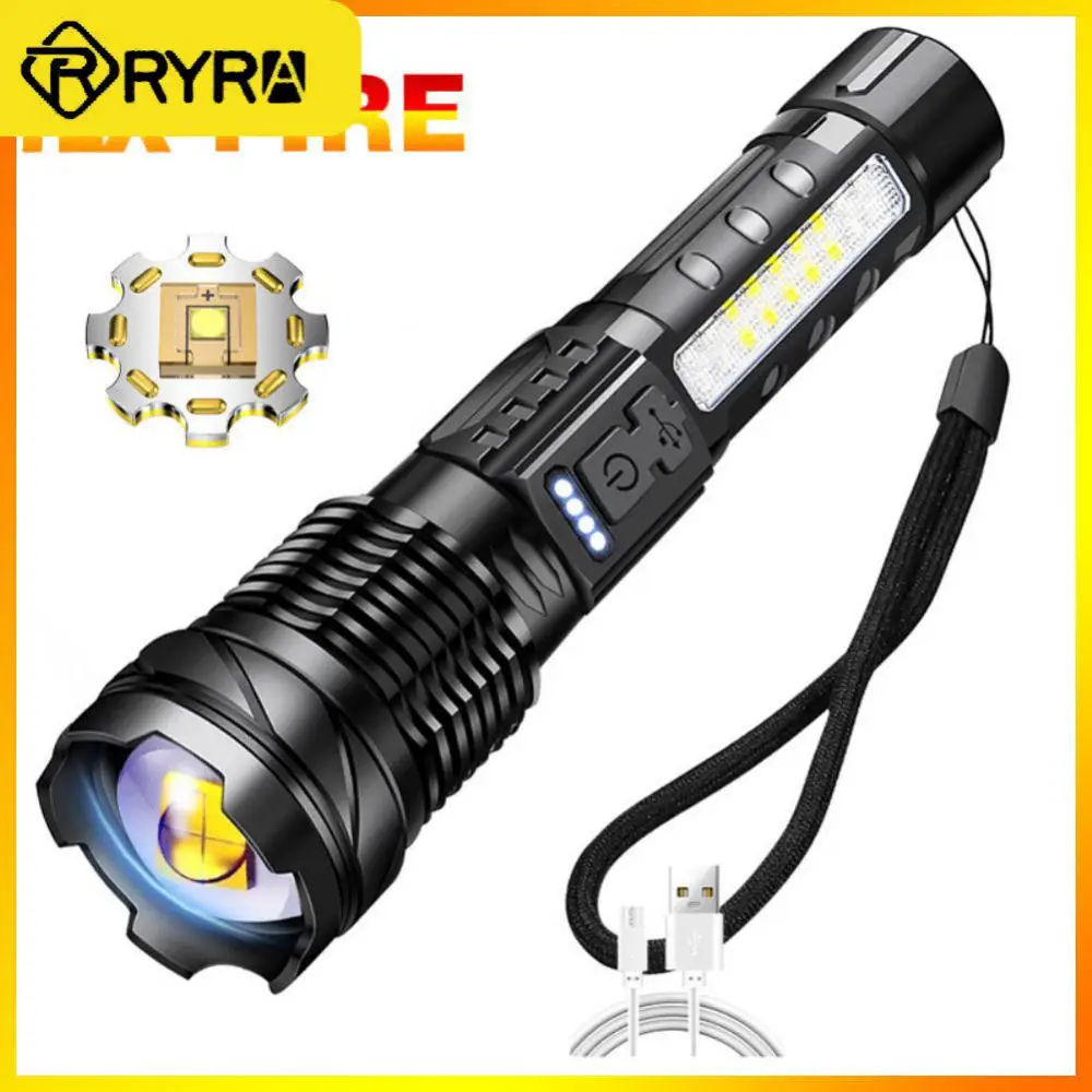 Waterproof Flashlight Usb Type-c Rechargeable Battery Torch Emergency Spotlights Zoom Lamp Keychain Light Powerful Spotlights