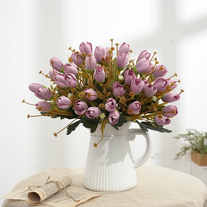 

10 Heads Tulip Artificial Flower Silk Tulips Bouquet Fake Flower For Wedding Decoration Flowers Home Garen Decor