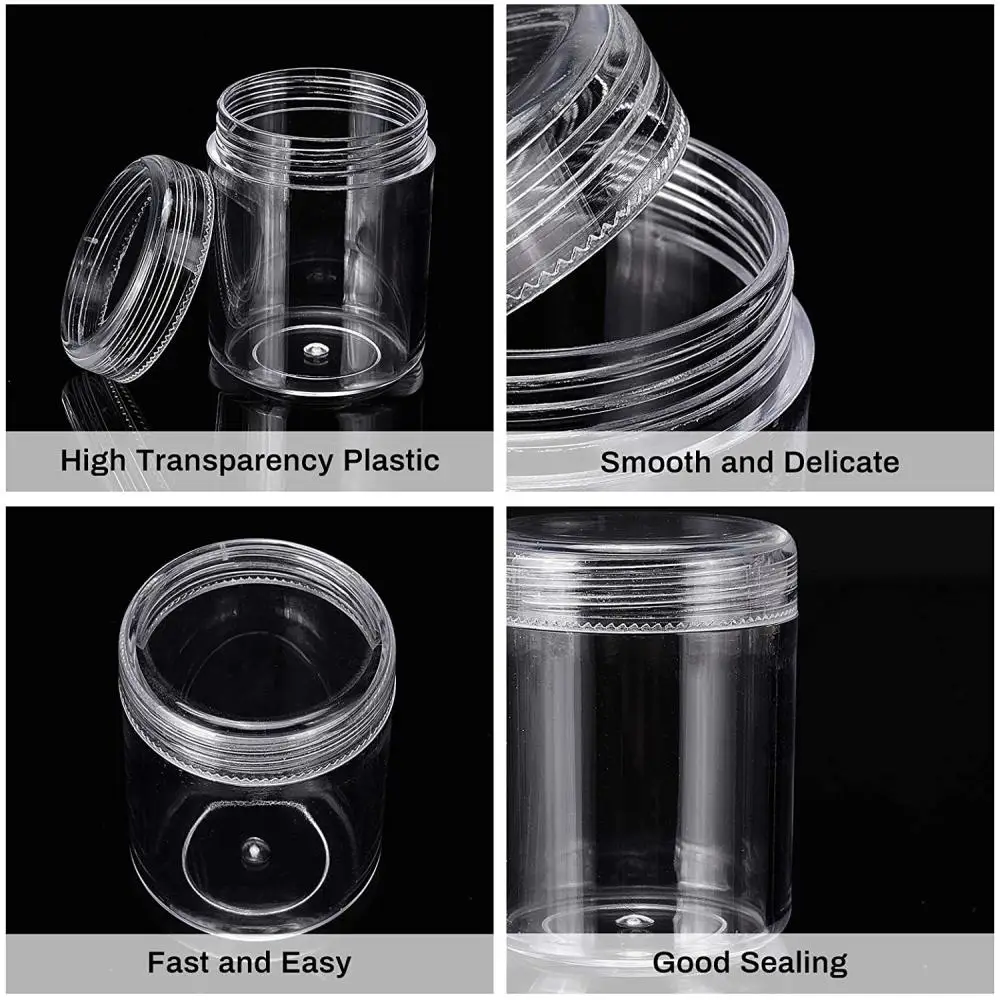 1Box 12pcs 20ml Clear Plastic Beads Jars Painting Accessories Storage Box Jewelry Supplies Small Crafts Parts Packaging Case