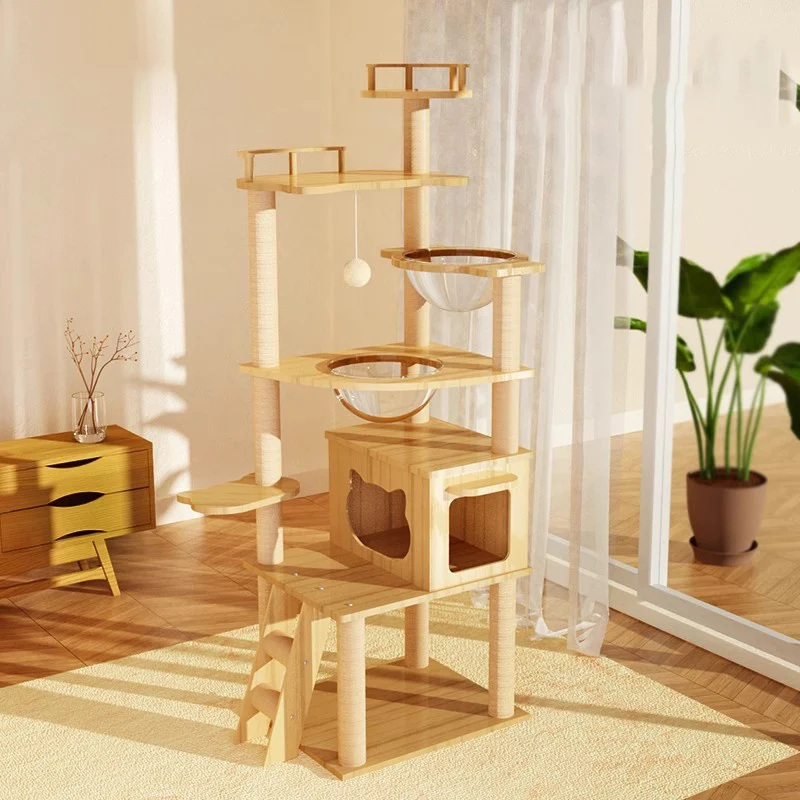 

Toy Tree Cat Scratching Post Bed Villa Shelves Interactive Climbing Set Cat Tower Condo Stairs Mascotas Pets Accessories LJ50CS