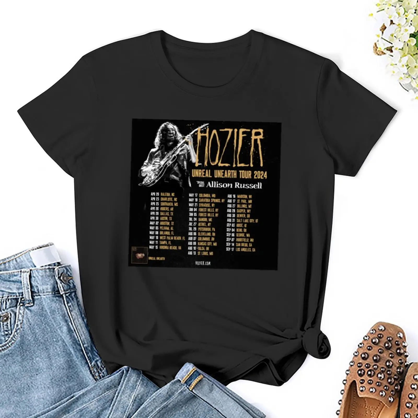 Винтажная Черная Женская одежда Hozier Unreal Unearth Tour 2024
