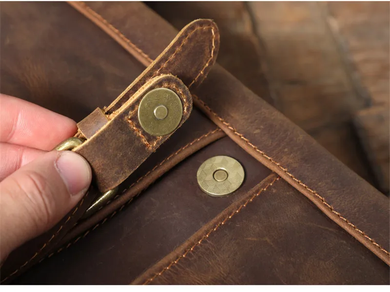 Vintage crazy horse cowhide men's messenger bag designer high-quality natural genuine leather designer daily work shoulder bag