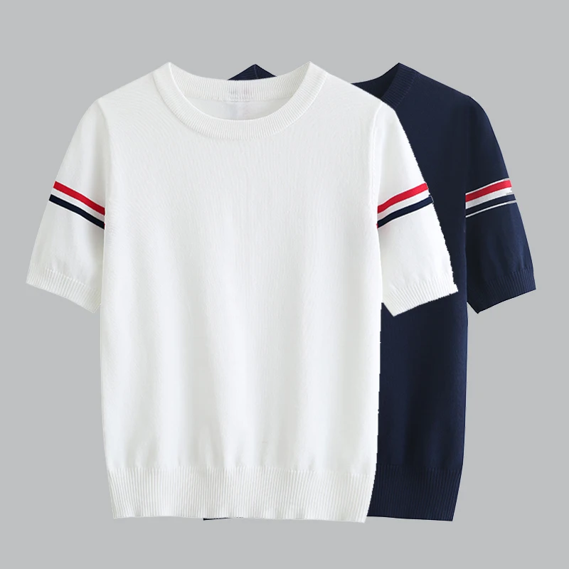 

Y2k одежда для женщин топ 2022 летние с коротким рукавом корейская мода футболки вязаная кавайная графическая женская одежда повседневные Топы И Футболки