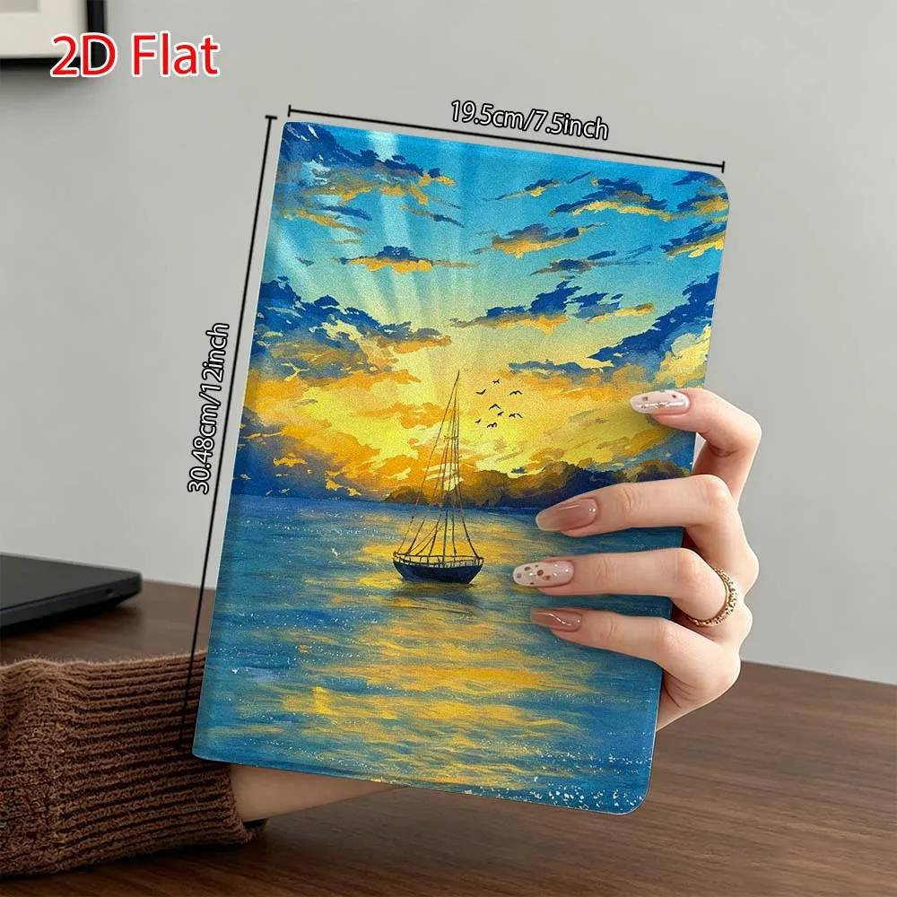 Фото Чехол-книжка Catoon Sun Mountain Sea для Samsung Galaxy Tab A7 A8 A9 A11 S6 S7 S8 S9 S10 S11 FE Plus с функцией автоматического сна/пробуждения №4