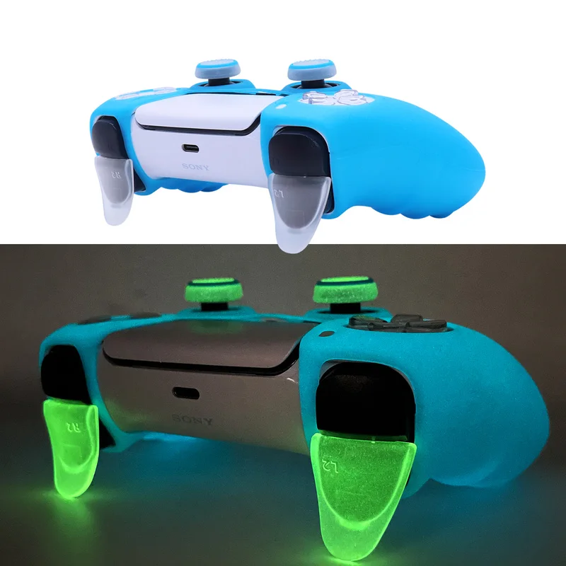 Чехол из мягкого силикона Glow in Dark для контроллера PS5 - аксессуары для игр, защитная накладка для джойстика на контроллере.