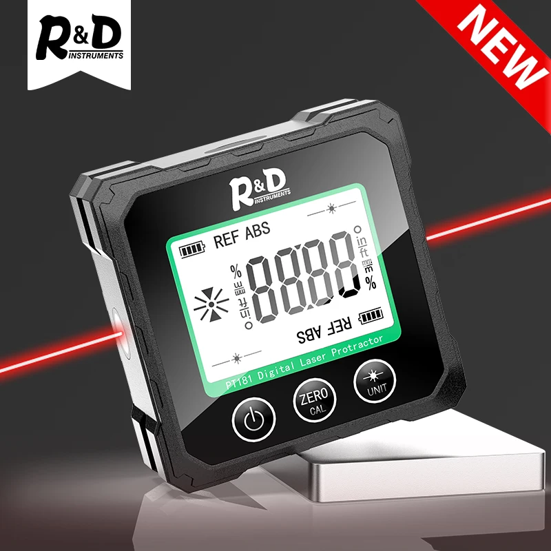 

R&D PT181 Laser Inclinometer 4*90° Digital Angle Protractor Backlight Protractor Slope Meter Magnetic Electronic Goniometer