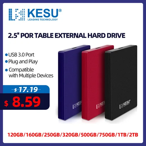 KESU HDD Портативный внешний жесткий диск 2 ТБ/1 ТБ/500 ГБ/750 ГБ 2,5 "дисковая память USB-накопитель для ПК, планшетов, ноутбуков, настольных компьютеров hdd внешний