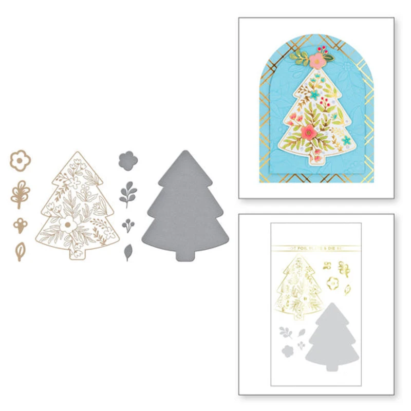 

Новинка 2022 г., фоновые металлические штампы с изображением рождественской елки, горячая фольга для самостоятельного изготовления бумажных ...