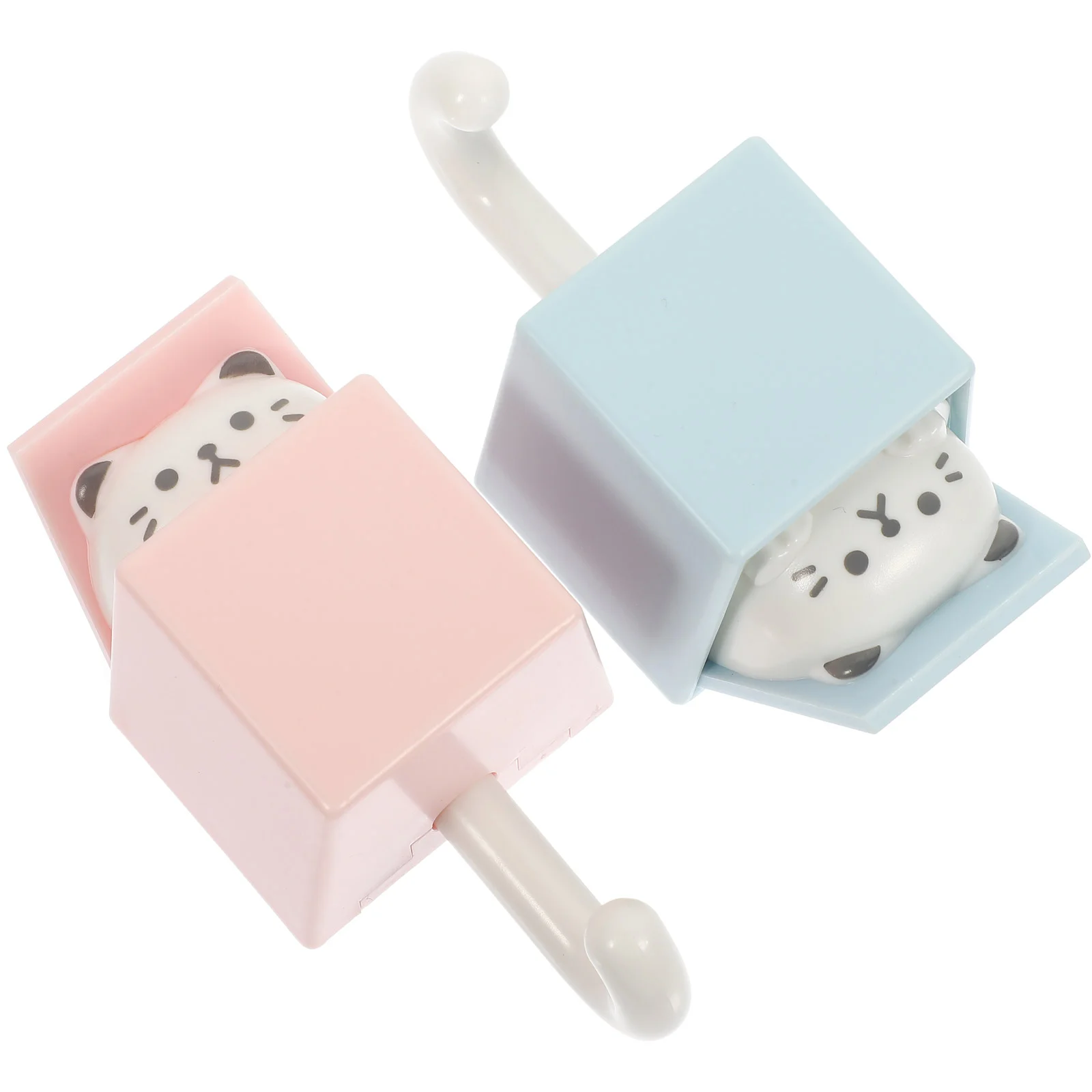 

2 Pcs Fun Probe Hook Wall Hanging Hooks Cute Key Holder Wall Stick Cartoon Bag Abs Small Door Child Hanging Coats