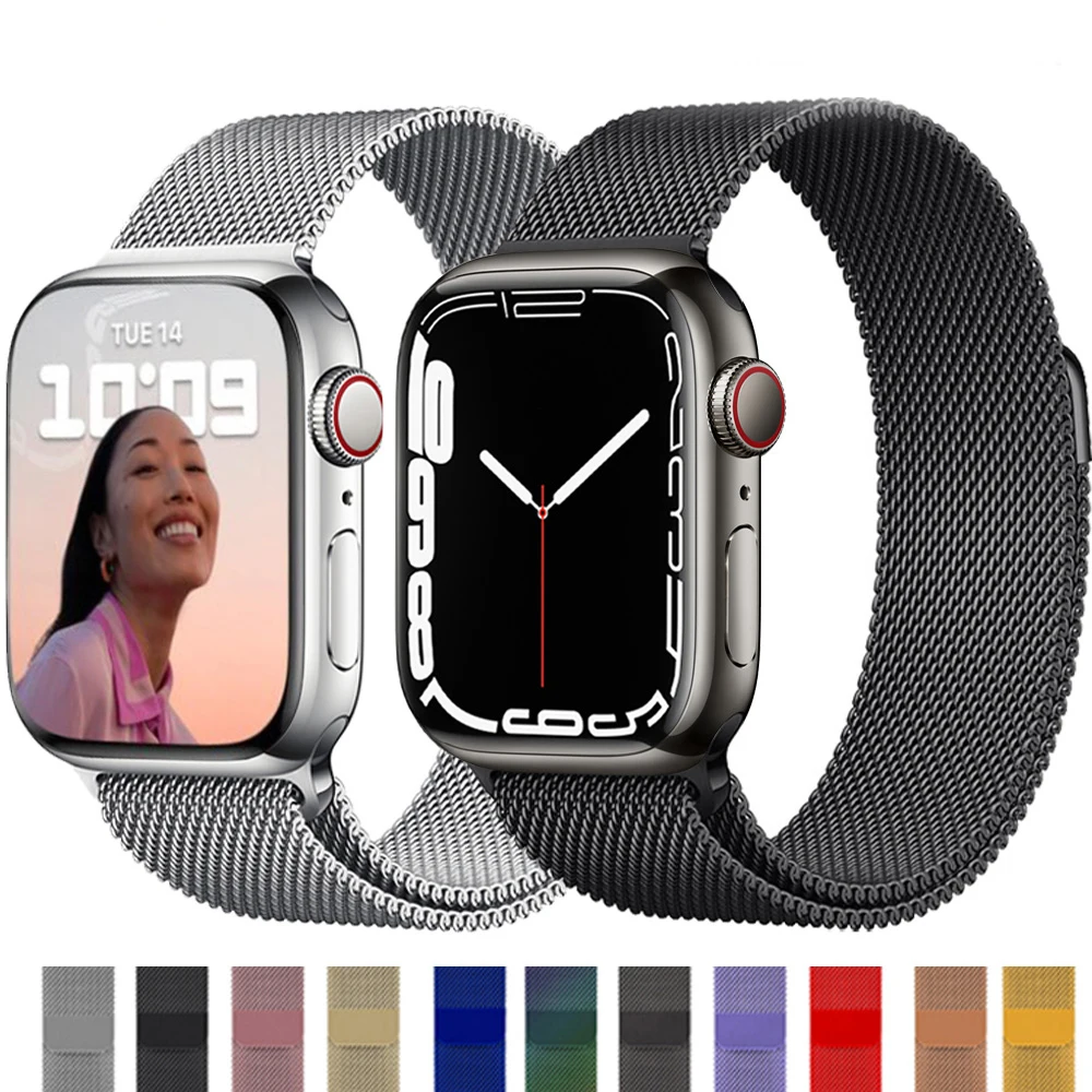 

44MM Magnetic Loop Strap For HW22 W46 AK76 AK88 T500 DT100 M16 X6 X7 IWO 13 14 Pro Series Smartwatch Band Metal Correa Wristband