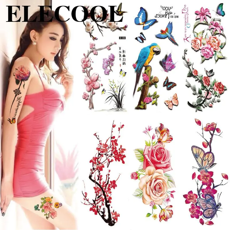 

Beautiful Makeup Unique Designs Colored Flowers Temporary Waterproof Suitable For Women And Beautiful Makeup Stickers Sexy