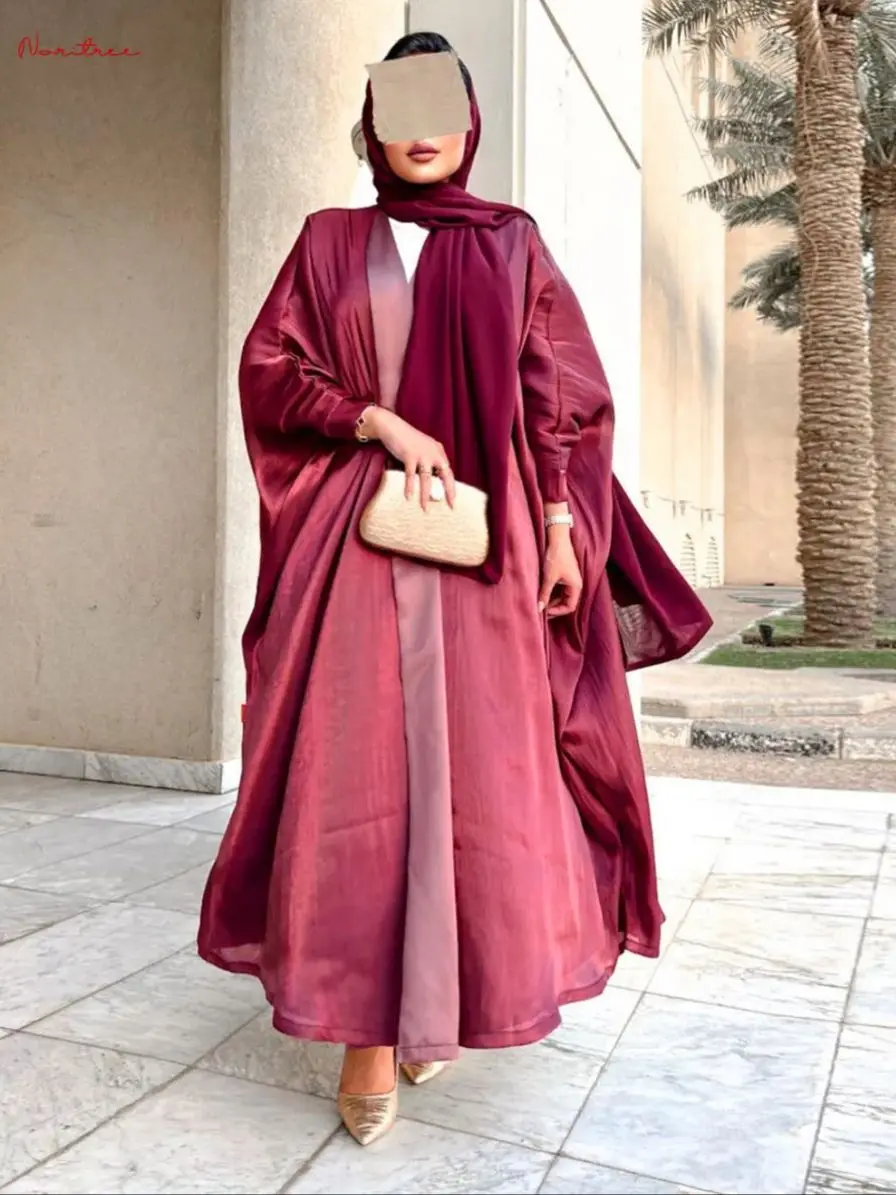 Новейшая мода Шелковый мусульманский халат abaya syari женский длинный Блестящий
