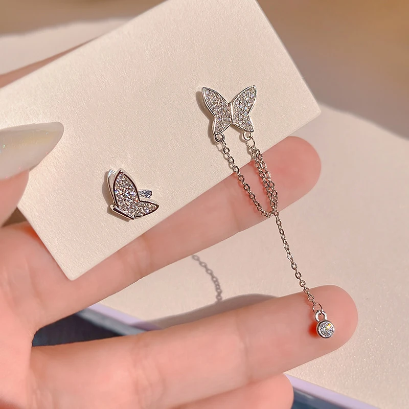 

Cute Butterfly Pearl Stud Earrings for Women Girls Bowknot Zircon Tassel Chain Statement Wedding Fashion Jewelry Gifts 2022