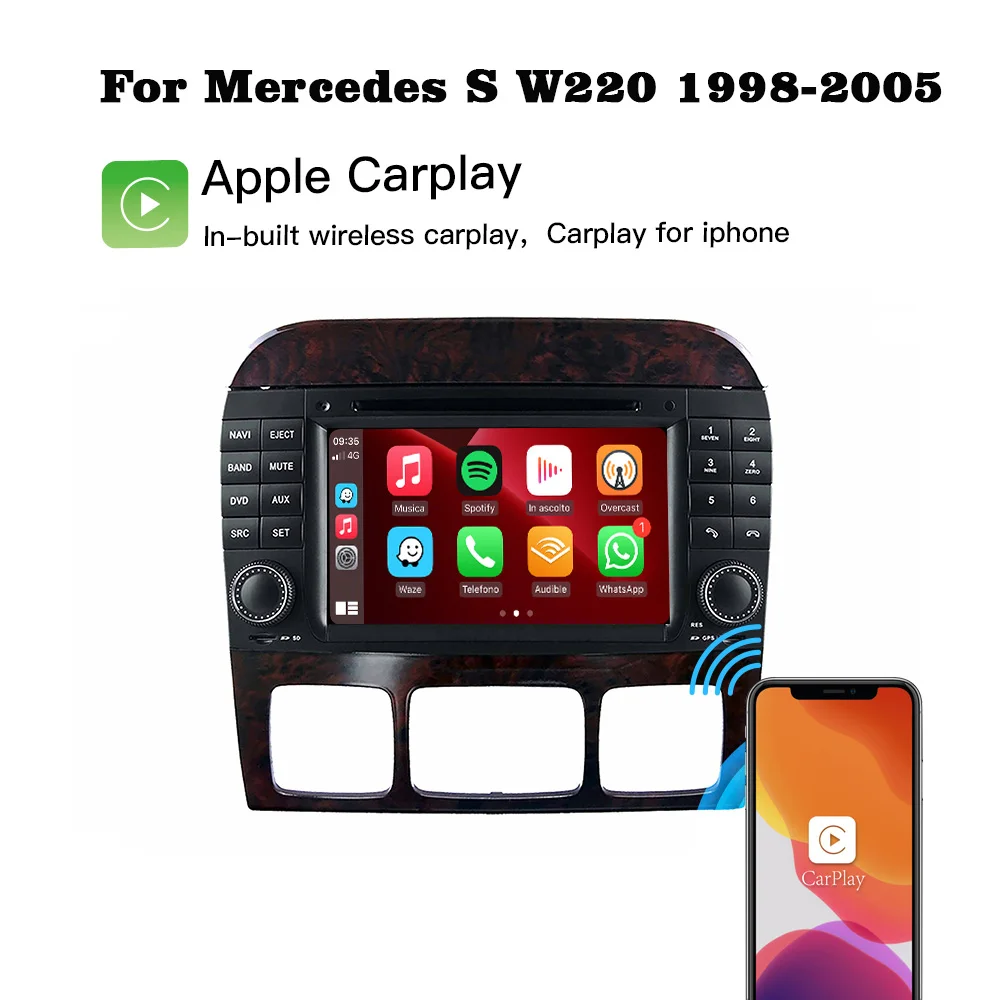 Hualingan for Mercedes Benz S Class W220 S280 S320 S350 S400 S430 S500 S600 AMG 1998-2005 Car Stereo Radio Multimedia CarPlay