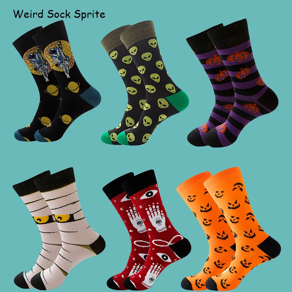 

1 pair Autumn and winter new Halloween male socks skull alien female socks pumpkin socks monster tube socks