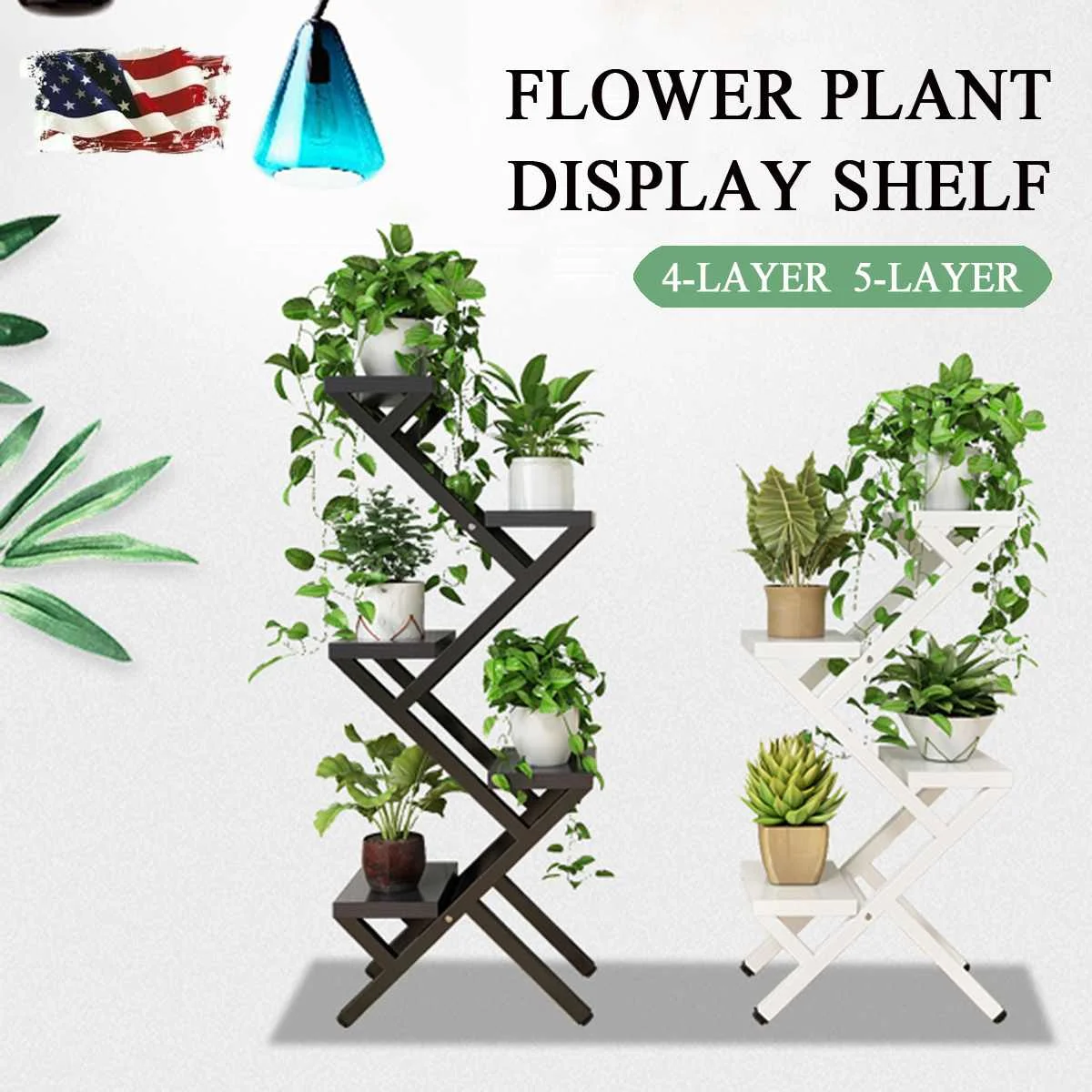 

4Layers Steel Flower Stand Pots Tray Plant Shelves Planter Display Rack Storage Holder Shelf Home Balcony Garden Decoration
