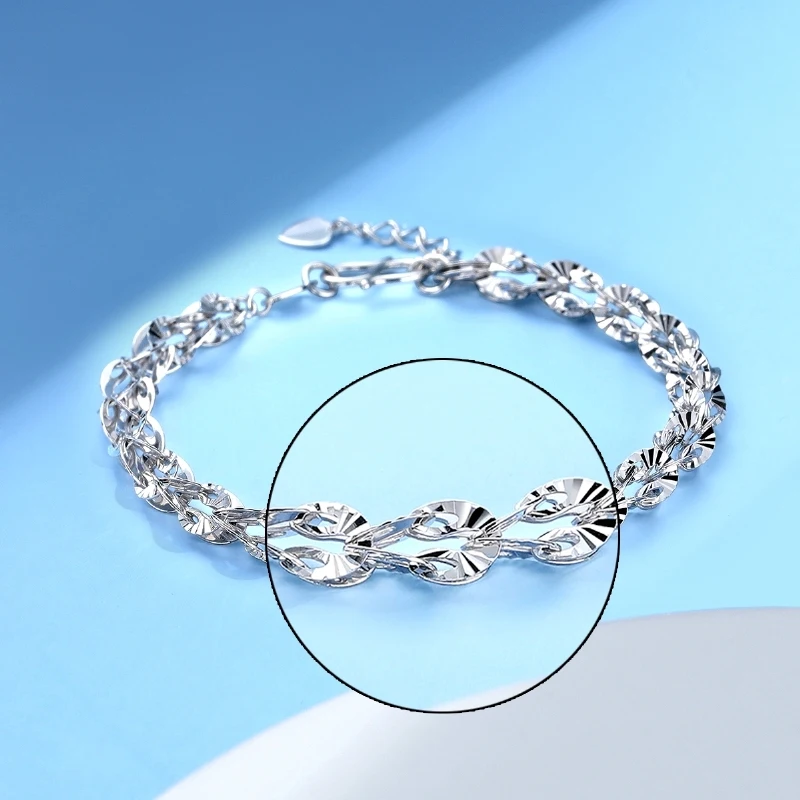 Женская цепочка из настоящей чистой платины 950 4 8 мм резной браслет с перьями