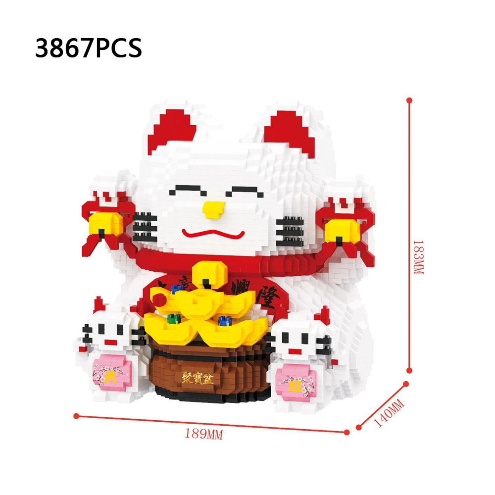 Прекрасная мультяшная копилка с микро-алмазным блоком Lucky Fortune Cat Nanobricks Construction Money