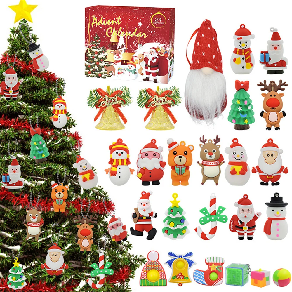 

24Pcs Christmas Advent Calendar Gift Box Kids Toy Xmas Festival Party Arrival Calendar Countdown Christmas Tree Pendant 2022
