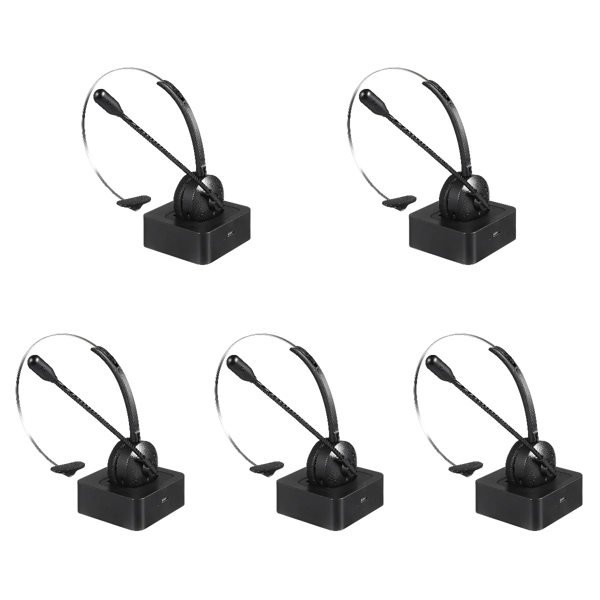 

5pcs .0 Wireless Headset Hands-free Call Earpiece with Noise Cancelling Microphone for Business Truck Driver