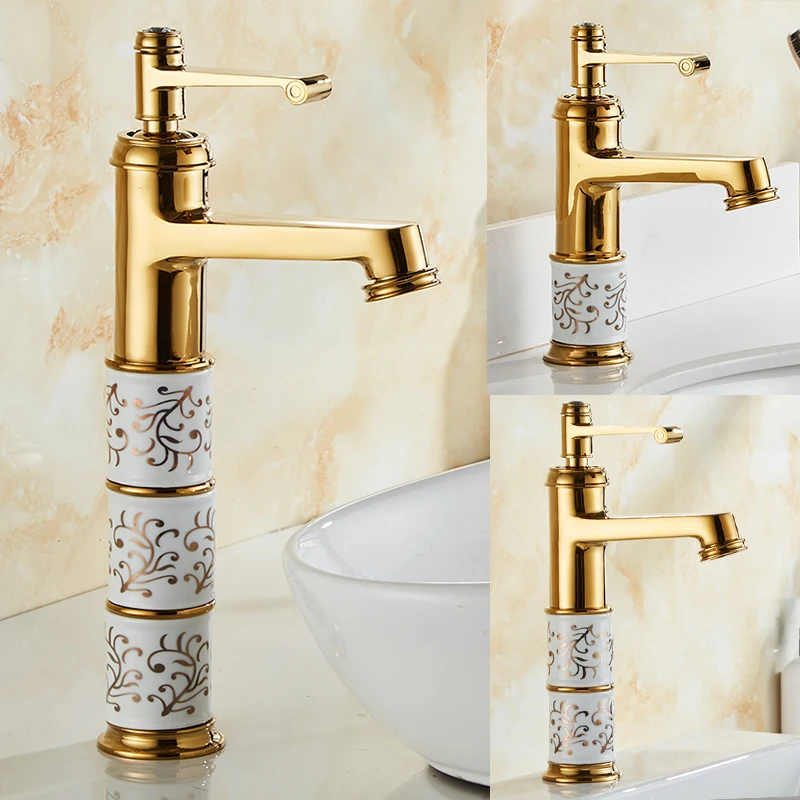 

Brass Gold Kitchen Faucet Retro White Drinking Under Window Washbasin Mixer Kitchen Tap Bathroom Cuisine Kitchen Items YQ50LT