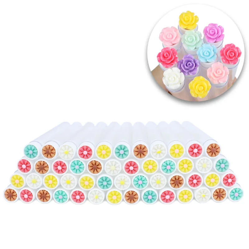 50pcs Flower Style Reusable Eyebrow Brush Empty Tube Eyelash Extension Applicator Disposable Mascara Wand Diamond Eyelash Brush