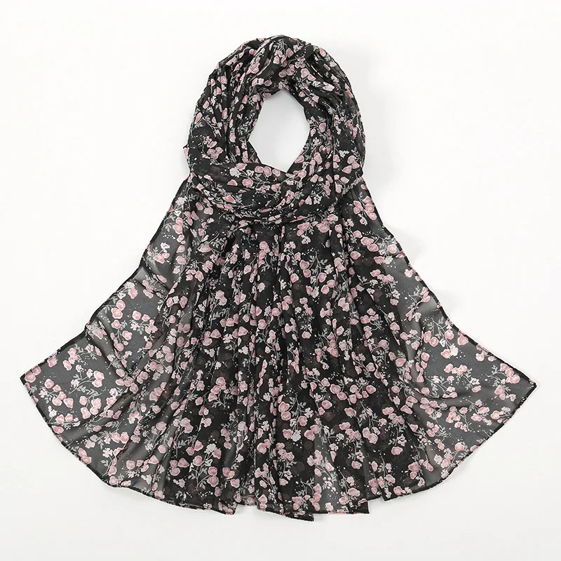 2023 Fashion Women Bubble Chiffon Hijab Scarf Foulard Femme Musulman Printed Shawl Islamic Clothing Headwear Muslim Headscarf